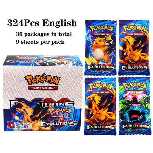 Newest 324Pcs Pokemon Cards Sun & Moon XY Evolutions Pokemon Booster Box Collectible Tradiner Card Game toy for children